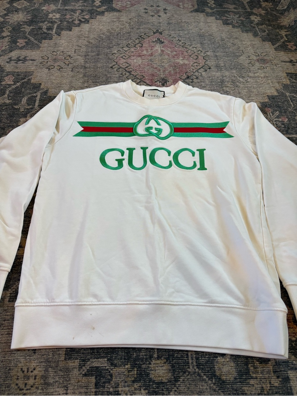 Dab Gucci woman’s White Logo Sweatshirt with Green & Red Stripe